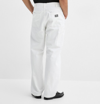 Obey Men's Twill Work Pants Hardwork Carpenter White Size 32 NWT Andre