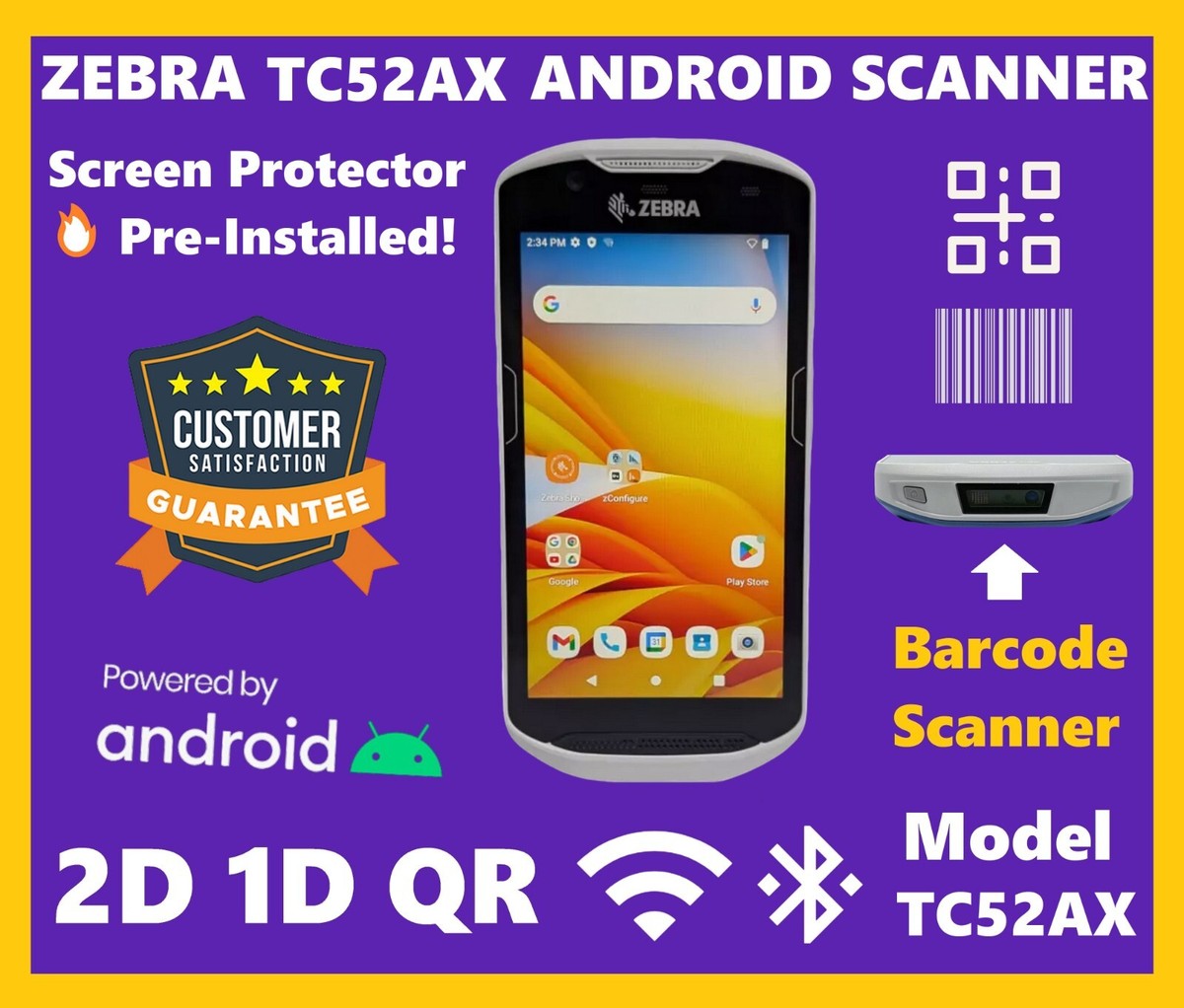 Zebra TC52ax Android Handheld 2D/1D/QR Scanner, WiFi 6, TC520L