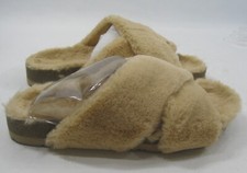 new ladies Slip On slipper brown  FURRY Sandals women Size 5