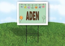 ADEN WELCOME BABY GREEN 18 in x 24 in Yard Sign Road Sign with Stand