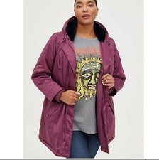Torrid Fur-lined Parka Nylon Hooded Purple Maroon Warm Coat Size 6x
