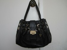 Auth Jimmy Choo Black Riki Distressed Biker Leather/Karung trim - VGC