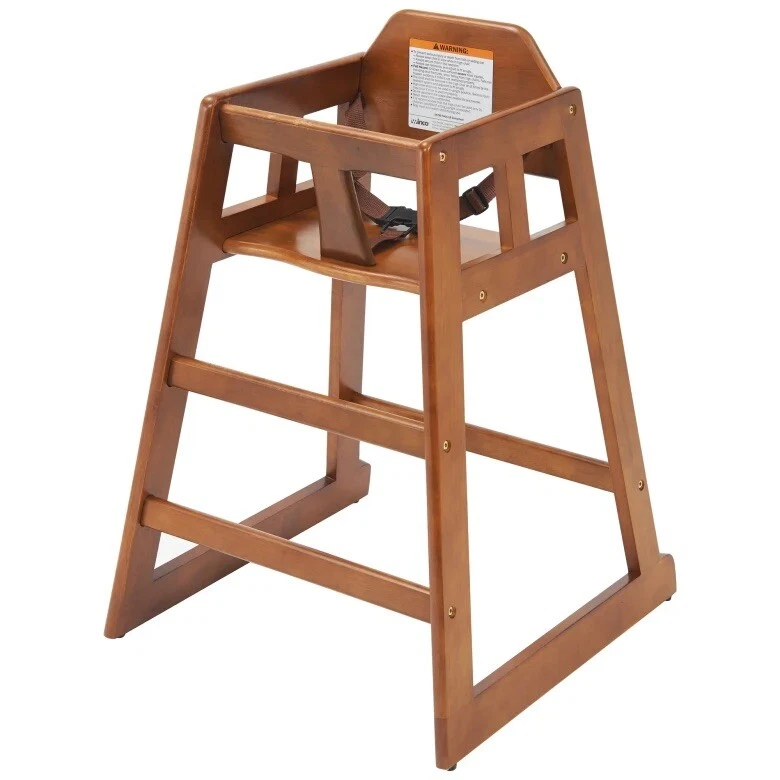 Stackable Wood High Chair with Safety Waist Strap