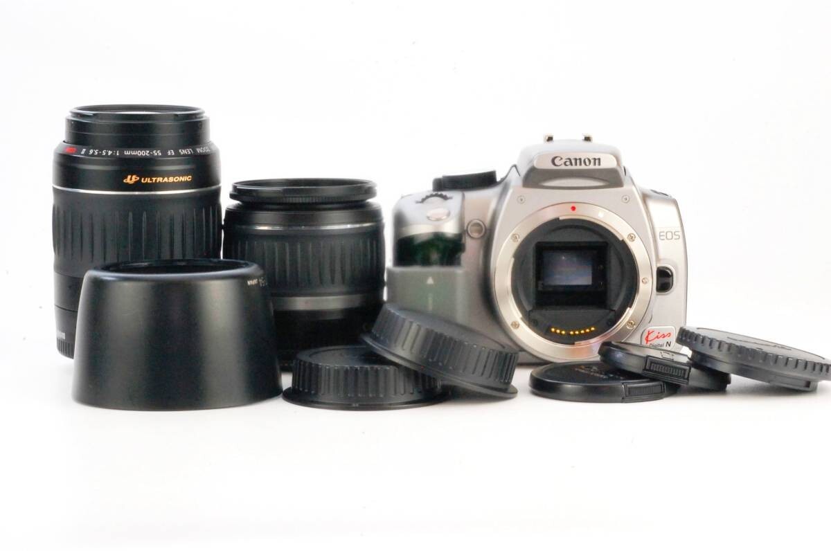 Canon Eos Kiss Digital N Body Double Zoom Lens Set with batteries