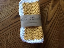 HANDMADE SET OF 2 CROCHET COTTON DISH CLOTHS OR WASH CLOTHS 8.5x8.5 INCHES NEW 