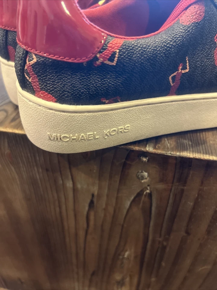 Michael Kors Zapatos Mujer 6.5 Mini MK Logo Tenis Negro Rojo Baile Damas Foto 2 de 4