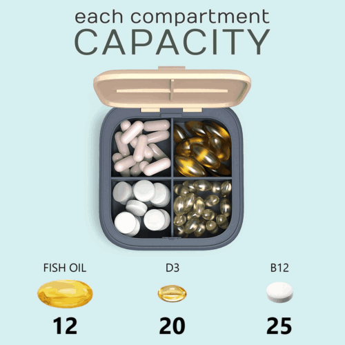Travel Medicine Pill Organizer Small Pill Box Mini Pill Case with 4 Compartments - Picture 3 of 7