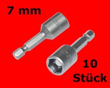 10 x Stecknuss Bits 7mm Neodym Magnet 1/4" Akkuschrauber Steckschlüssel Y1502