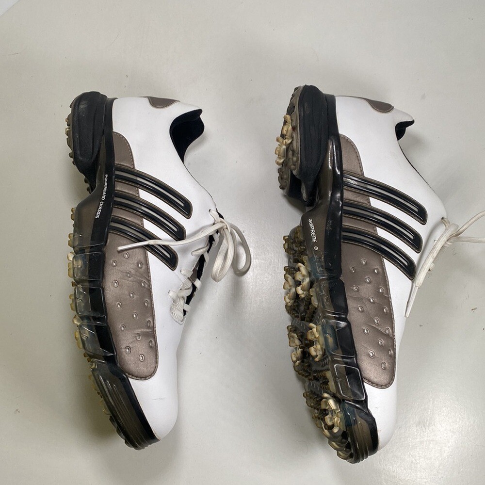 Adidas Adiprene Powerband Chassis White leather plus gray/black Golf Shoe Sz.10