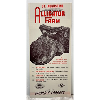 St Augustine Alligator Farm Brochure Florida Travel Souvenir Pamphlet Hwy A1A