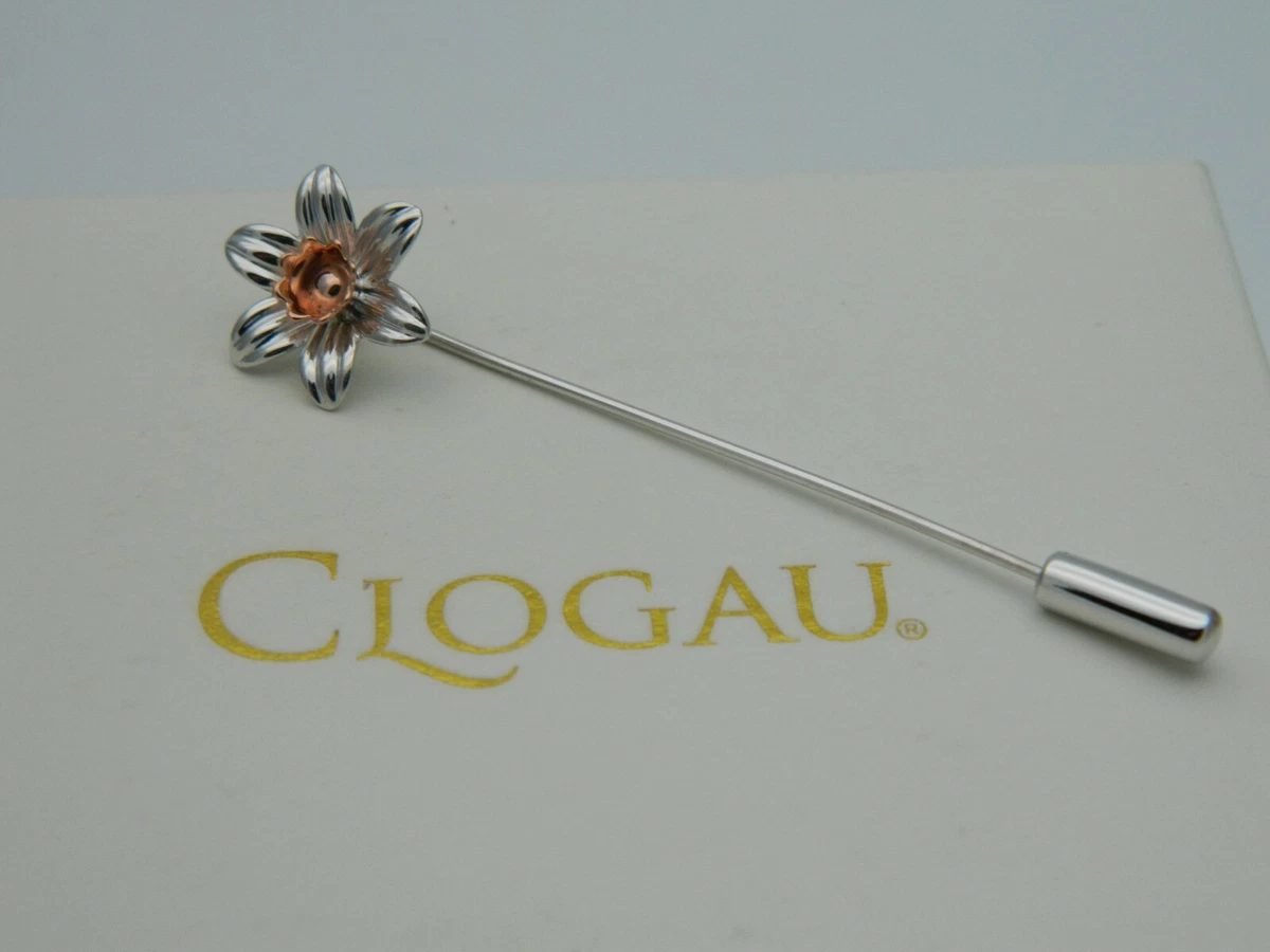 Welsh Clogau Sterling Silver 9ct Rose Gold Daffodil Lapel Pin