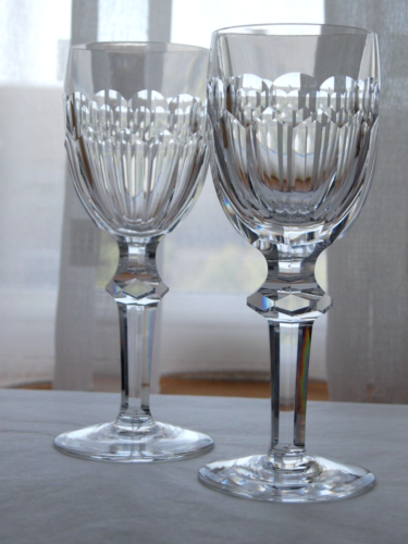 Waterford Crystal Curraghmore Goblet Glasses Pair Vintage Mint, 7 1/2" Tall - Picture 1 of 5