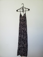 Express Womens XXS Dress Maxi Length Black White Halter Neck Tiered Sundress
