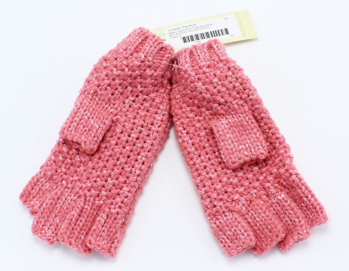 New Collection XIIX Metallic Stitch Knitted Fingerless Gloves 15