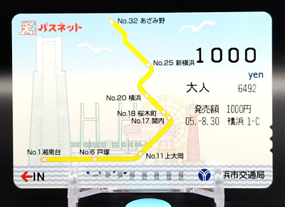 Yokohama City Transportation Bureau Area Map Passnet Train Card Japanese Rare