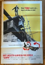 ORIGINAL 1973 SCORPIO MOVIE POSTER - BURT LANCASTER ALAIN DELON