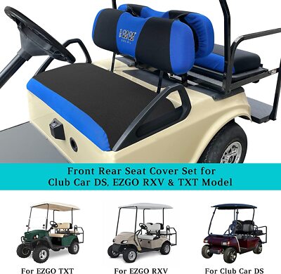 Front and Rear Golf Cart Seat Cover Set for Club Car DS EZGO RXV