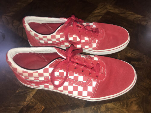 Scarpe da skate a scacchi Vans Old Skool rosse e bianche stringate donna 7 - Foto 3 di 8