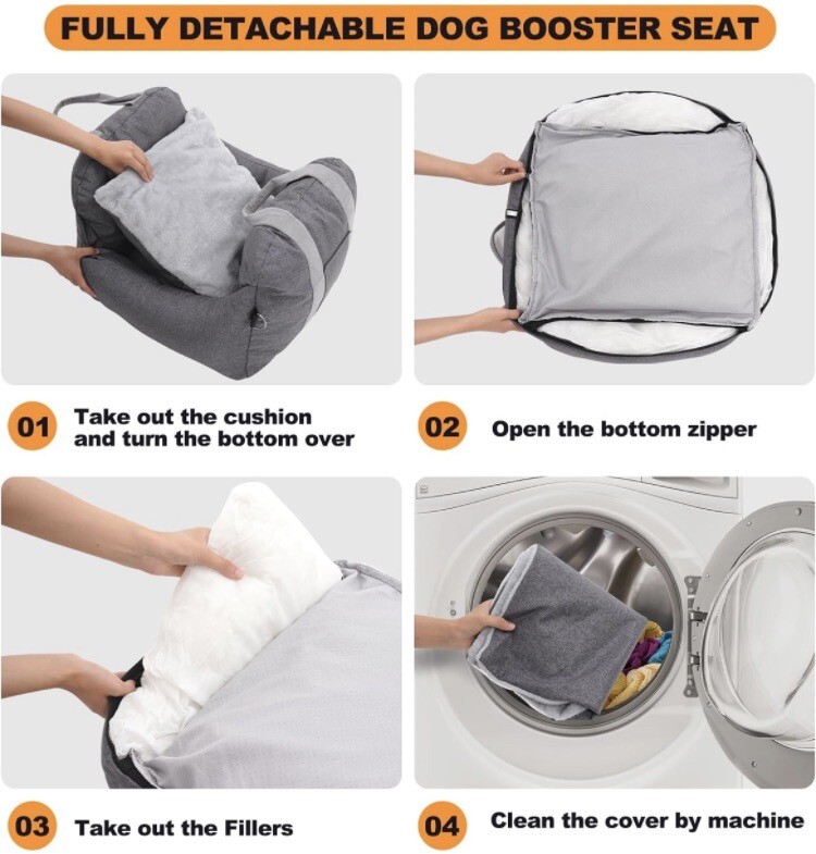 Dog Booster seat for Small Dogs,Fully Detachable and Washable Dog Car