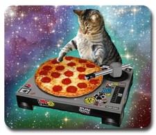DJ PIZZA CAT Spinning Scratch'n Mousepad / PC Mouse Pad Silly Funny Meme Gift