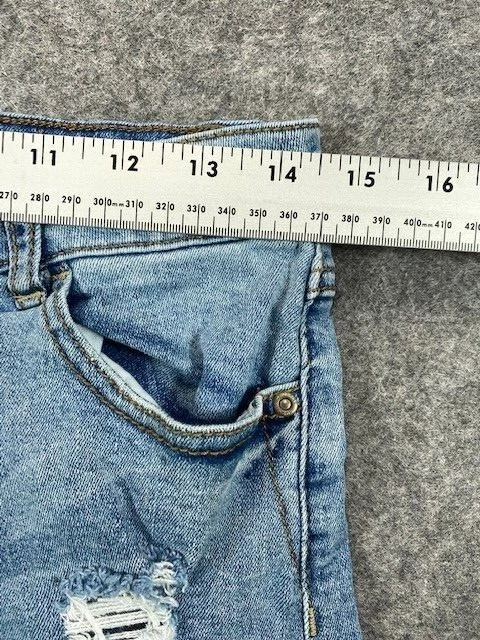 Pantalones Cortos de Jean Hot Kiss Para Mujer 29 Juniors 11 Azul Jean Denim Chino Corte Distress Foto 4 de 4