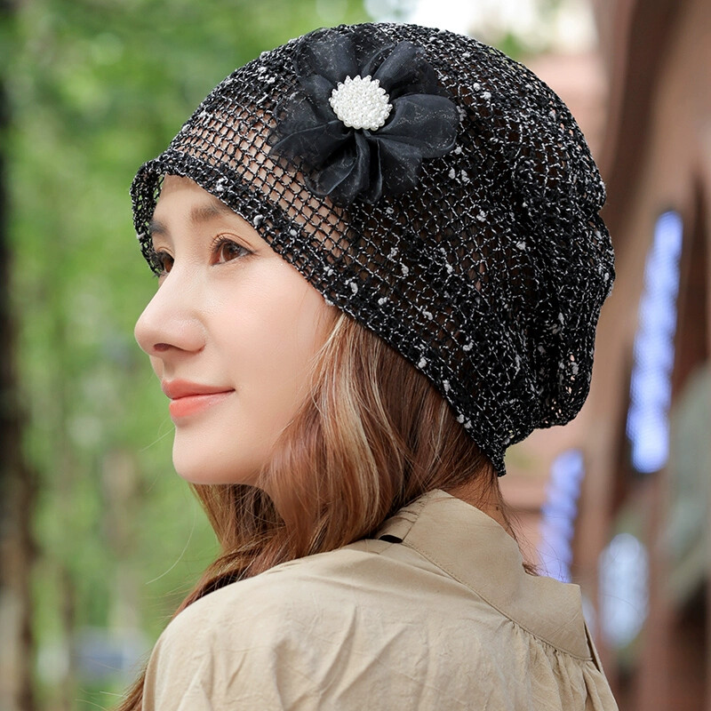 帽子 SIDE STRAP FLOWER KNIT CAP Upside Down Flower Hat - Jessie At Home
