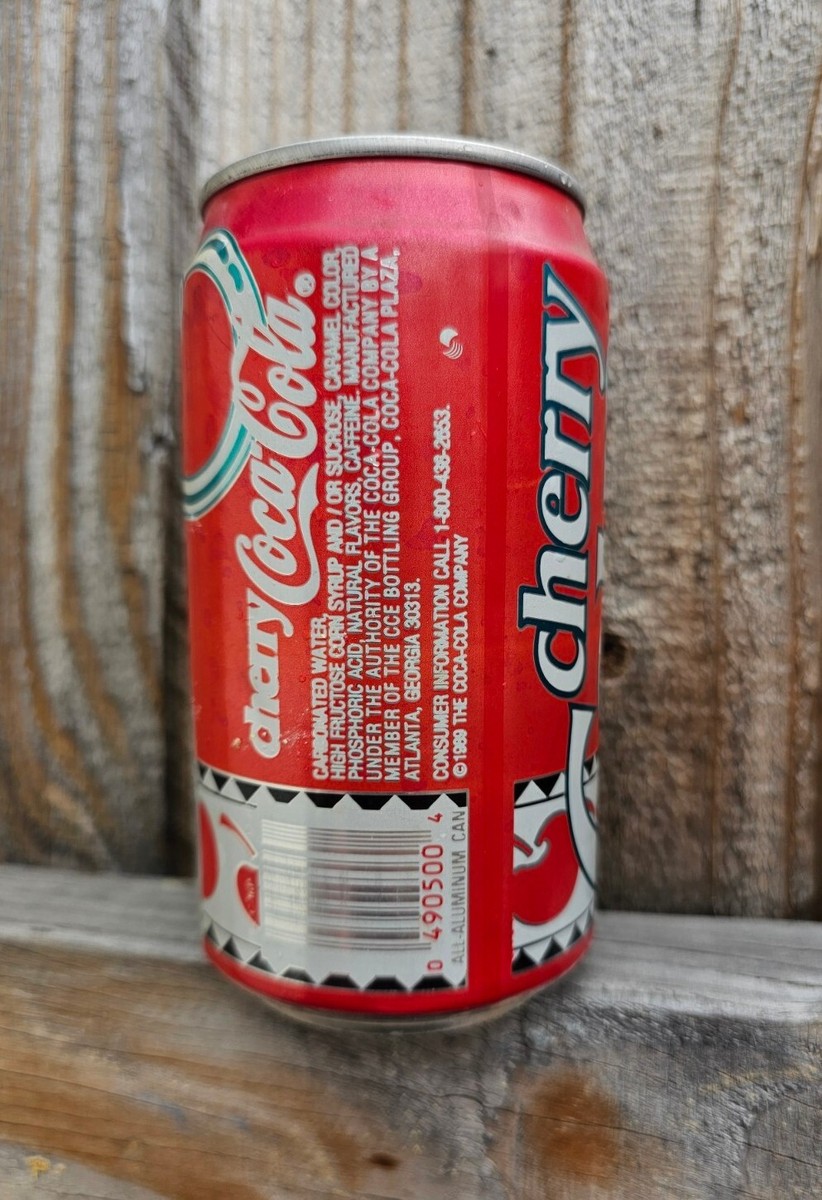 1989 Vintage Cherry Coke - Cherry Coca-Cola - Open Can - Red and