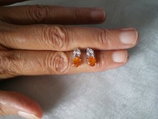 Mandarin Garnet & Zircon stud earrings, 2.39 carats, 1.95 grams 925 Sterling Sil