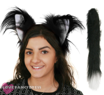 KLASSISCHES KATZENOHREN UND SCHWANZ SET SCHULBUCH WOCHE KOSTÜM ACCESSOIRE KIT