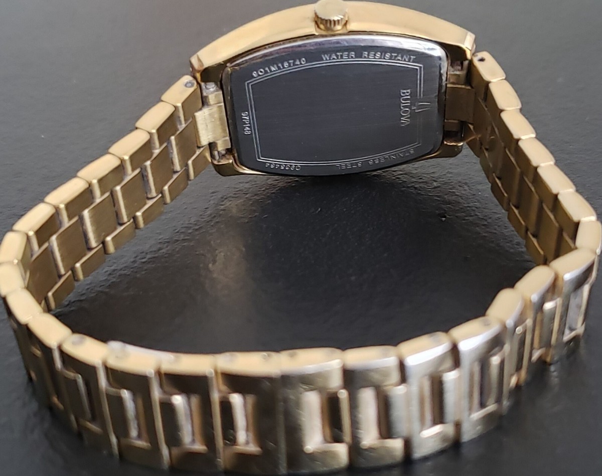 $350 MSRP | Bulova 97P148 Women’s Tonneau Diamond Accented Gold Ladies Watch Bulova Women main image 2