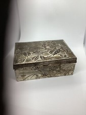 Vintage Japanese Birds Metal Trinket Box 