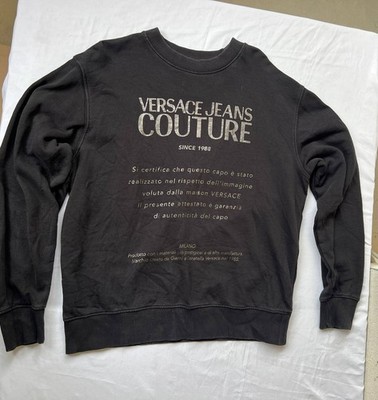 Versace Jeans Couture Black Crewneck Sweatshirt Size XL Big Graphic Logo Mens