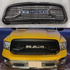 Gloss Black Grille For 2013-2018 Dodge Ram 1500 Big Horn Style W/Chrome Letters