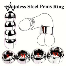 Stainless Steel Ring Male Ball Stretcher Scrotum Training Device Lock Weight