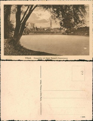 Ansichtskarte Villach Draupartie mit Hotel Mosser's Dependance 1916