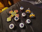 8 vintage ceramic handpainted drawer pulls knobs — photo 2