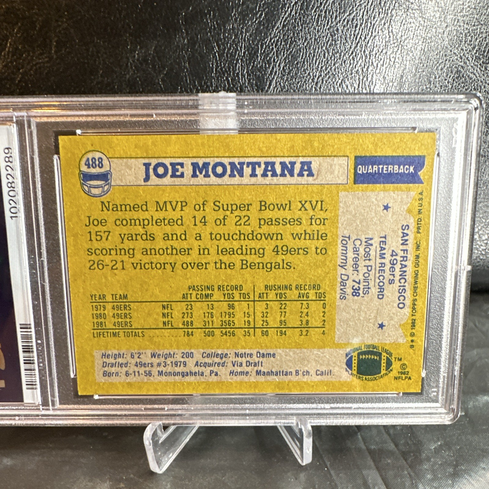 Topps 1982 Joe Montana All-Pro #488 PSA Graded San Francisco 49ers NFL view 9
