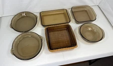 7-Piece Pyrex Glassware Baking Set Casserole Lasagna Pie Pans Mixing Bowl Basket