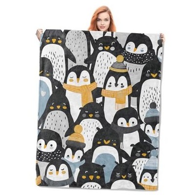 Penguin Blanket,Cute Animal Flannel Throw Blankets,Soft Warm 50''x60'' Color161