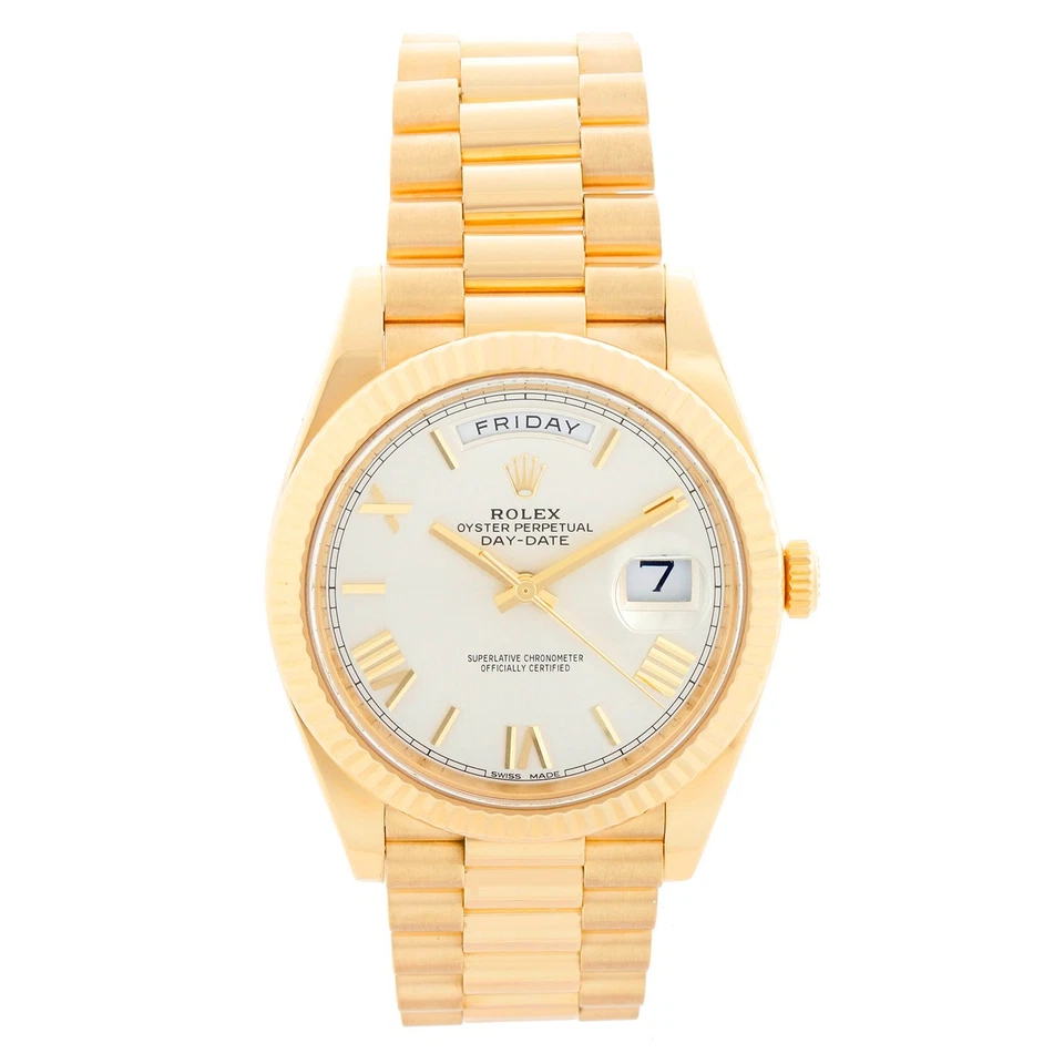 Rolex 228238 President Day-Date 40 ouro amarelo prata mostrador romano caixa de relógio e cartão - Imagem 2 de 4