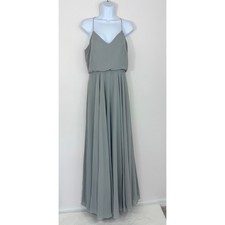 Jenny Yoo Collection Mineral Gray Chiffon Maxi Dress Sz 4 Bridesmaid Formal Gown