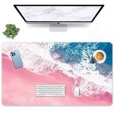 Pink Blue Beach Large Mouse Pad Non-Slip Desk Mat Gaming 31.5x15.7 Inch