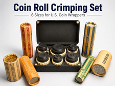 14 pc 6 Denomination Coin Roll End Crimp Set with Steel crimp tabs and drive bit
