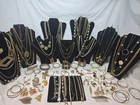 Huge Vtg Gold Tone 5+ Lbs Mixed Costume Jewelry Lot Some Signed Trifari Monet L8