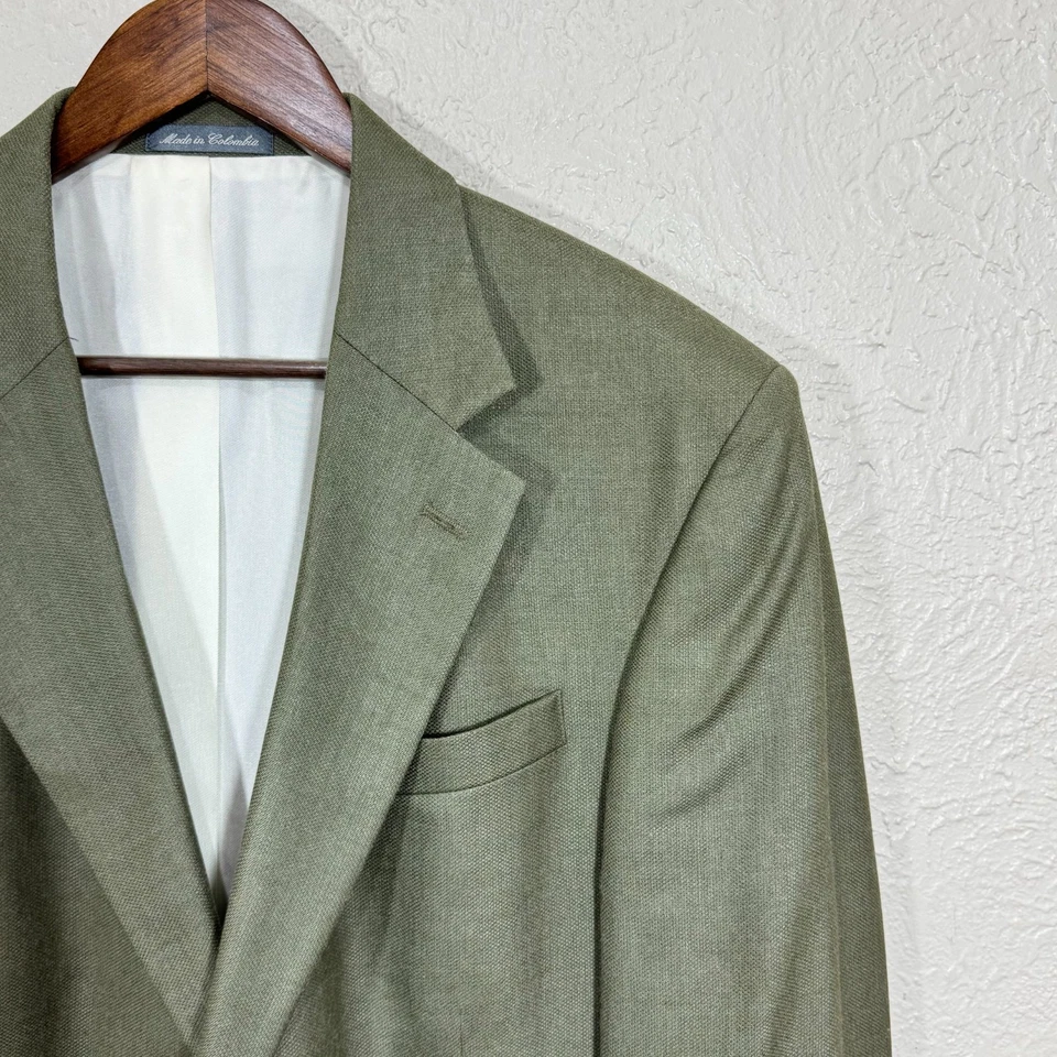 Blazer De Colección Oscar de la Renta 44L Abrigo Deportivo Lana Seda Verde Salvia Años 80 Dinero Antiguo Foto 3 de 4