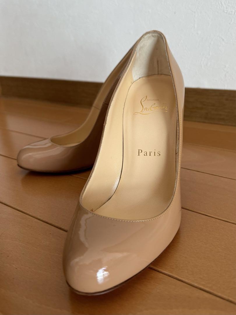 Christian Louboutin pumps beige heel patent leather EU 35 US 5