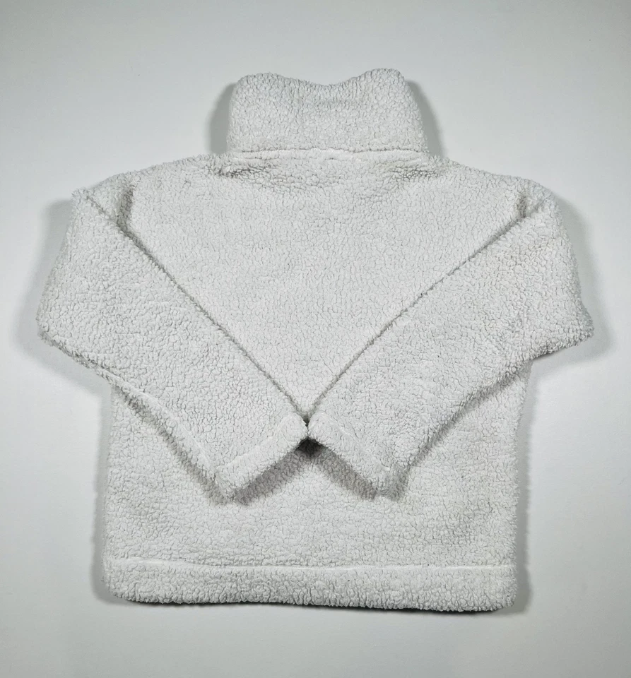 Tommy Hilfiger Pullover Womens Small White Sherpa Fleece Half Zip Cozy Pockets - Image 2 of 4