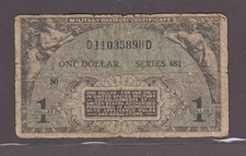 US MPC Military Payment Certificate  $1 Note series 481