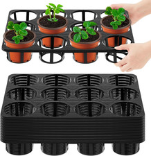 10 Pcs 12 Cell Nursery Planter Pots Trays 16.73" X 12.6" Plastic Pots Plant Tray