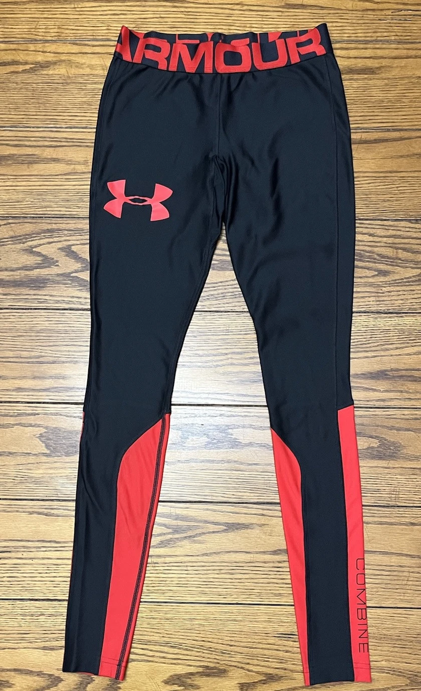 Under Armour Coldgear Compression Combine Leggings Womens Black Red Size M - EUC
